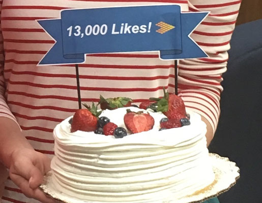 Celebrating 13,000 FB likes with cake